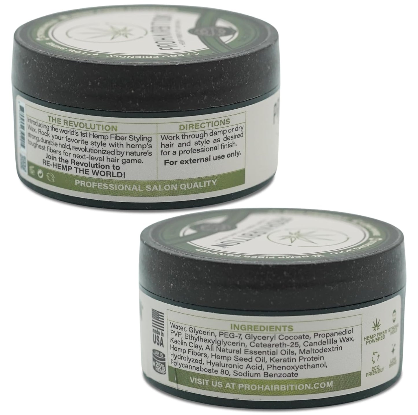 Hemp Fiber Hair Wax Strong Hold Matte Finish – Non-Greasy and Long Lasting Hemp Infused Styling Wax for Healthier Hair- No Paraben Vegan Friendly Formula in Sustainable Packaging