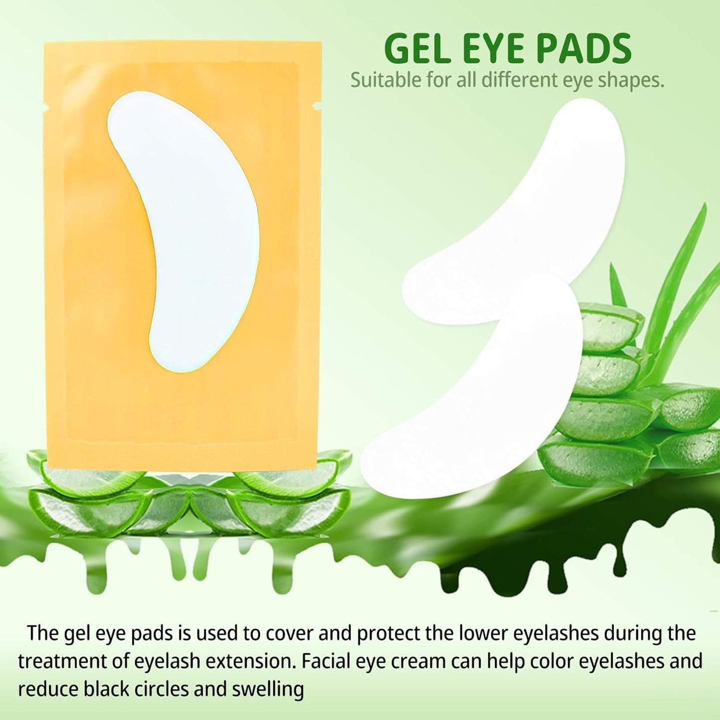 100 Pairs Under Eye Patches, Isolation Eyelash Extension Pads, Under Eye Gel Pads for Pro Salon and Individual, DIY Lashes Extension Supplies (Gold)