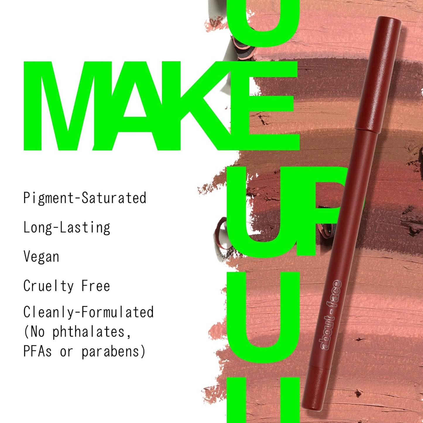 about-face Matte Fix Lip Pencil Incinerate – Long-Wear, Creamy Matte Lip Liner with Hyaluronic Acid & Vitamins C & E – Vegan, Cruelty-Free, Clean Beauty – 0.042 oz (Cinnamon)