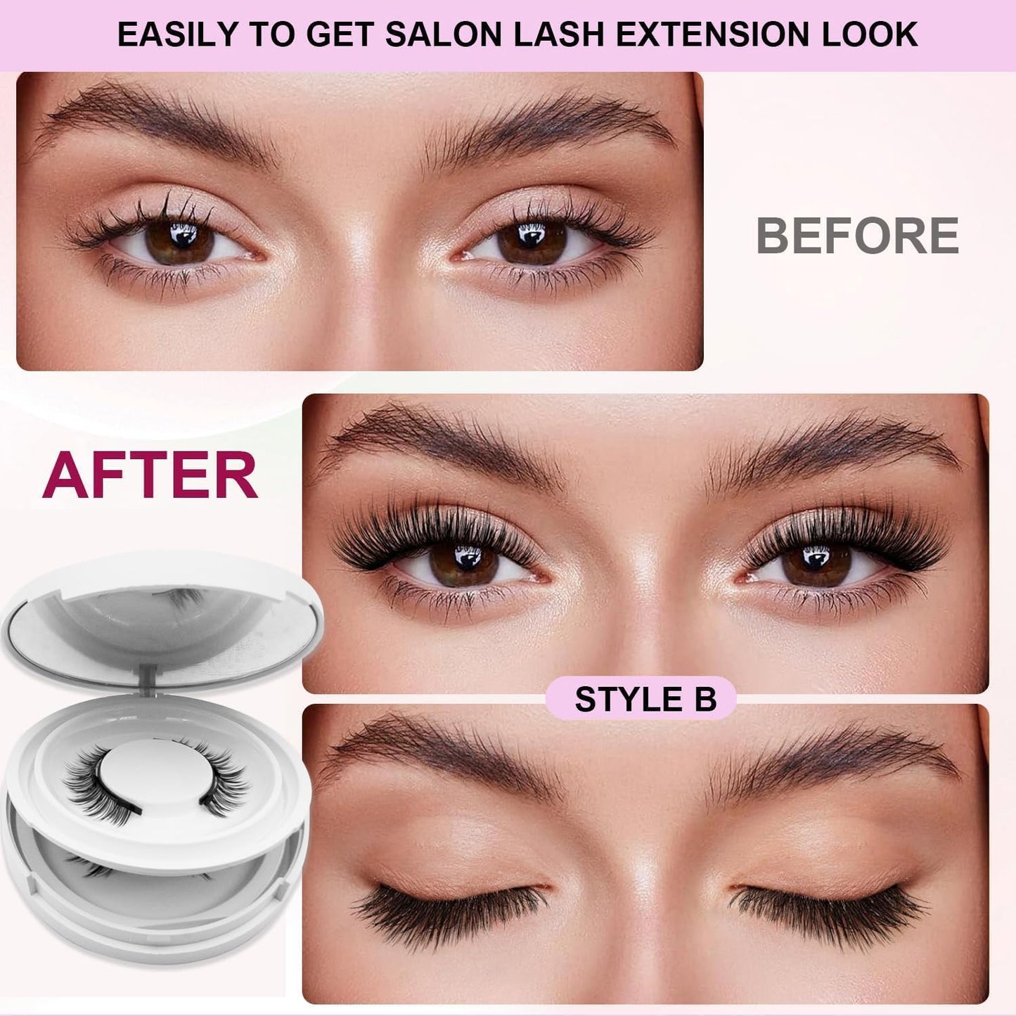 Ginani Magnetic Lashes,Magnetic Eyelashes with Applicator,2025 New Reusable Magnetic Lashes Natural Look No Glue or Liner Needed(Camellia+Iris)