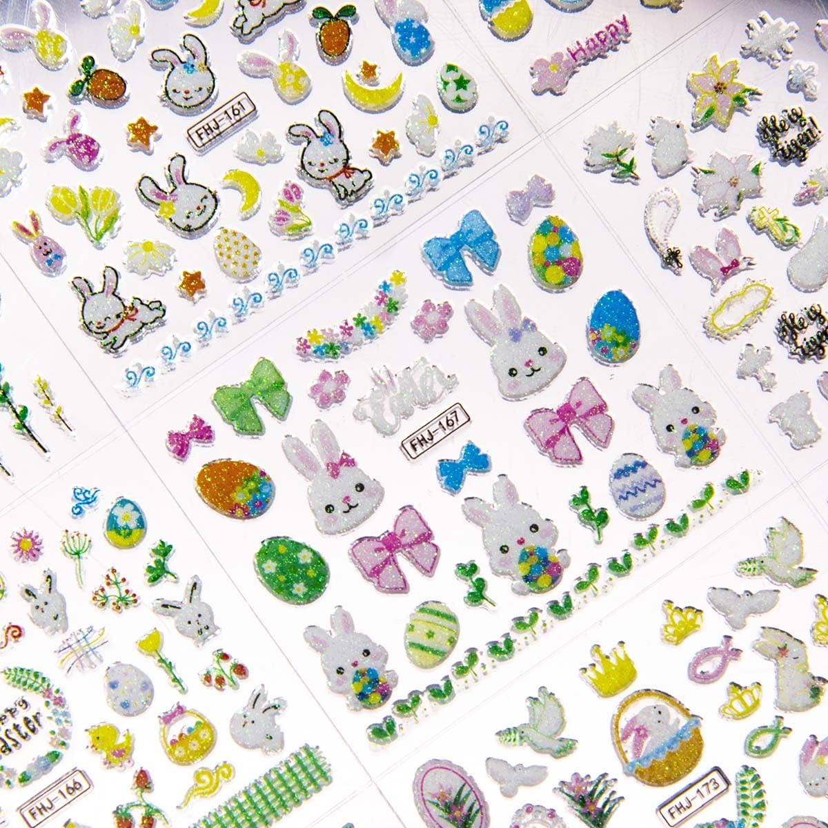 Easter Nail Stickers Cute Bunny Nail Decals 3D Self-Adhesive Easter Egg Nails Art Stickers Rabbit Flower Nail Design Kawaii Nails Supplies for Women Decoration 30 Sheets