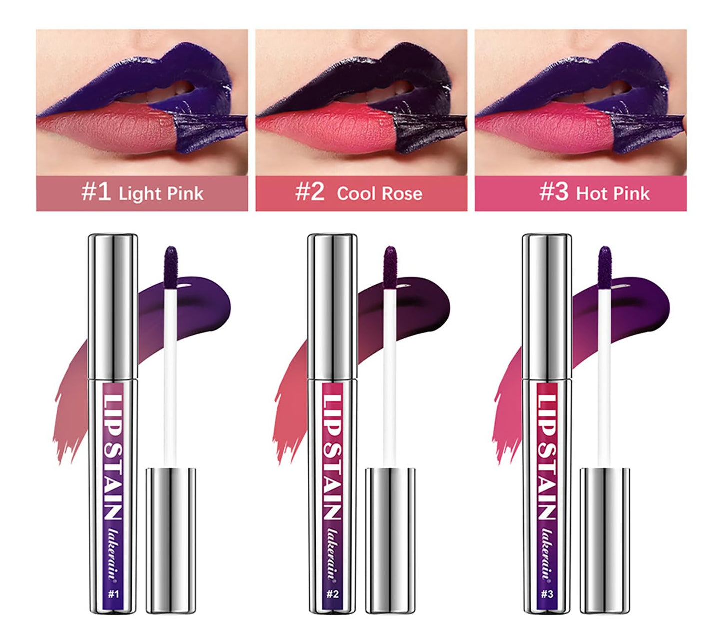 3Pcs Peel Off Lip Liner Lipstick Makeup, Pink Peel Off Lipgloss for Women Magic Lipstick 24 Hours Original Lip Liner Makeup Stain (#D, 1 Count (Pack of 3))
