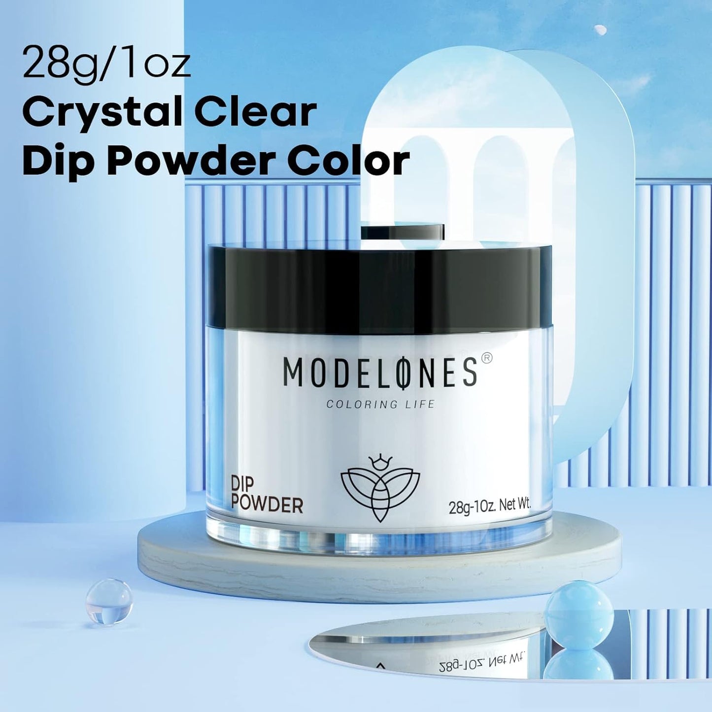 Modelones Dip Powder Clear Color - Long-Lasting Nail Dipping Powder Kit - DIY French Nail Art at Home - No Lamp Required