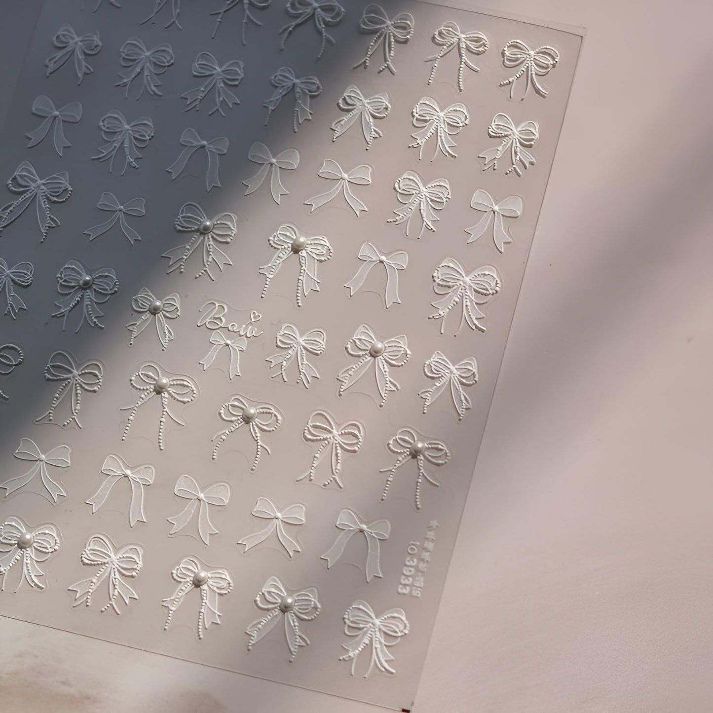 White Bow Nail Stickers for Nail Art 5D Self Adhesive White Nails Art Stickers Bow Nail Decals with Rhinestone Design Embossed Bow Decoration Accessories for Women Girls