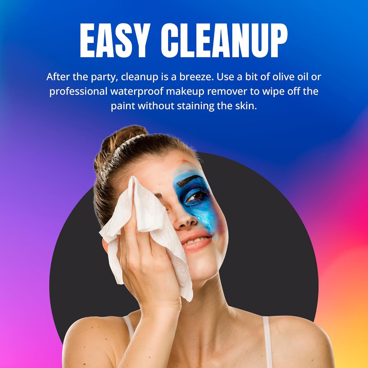 Professional Face Painting Palette - Skin Friendly Face Paint Kit - Cruelty-Free & Vegan Water Based Face Paint Makeup for Theatre, SFX & Halloween- 8 Colors 5g Each- Splashes & Spills- Regular Colors