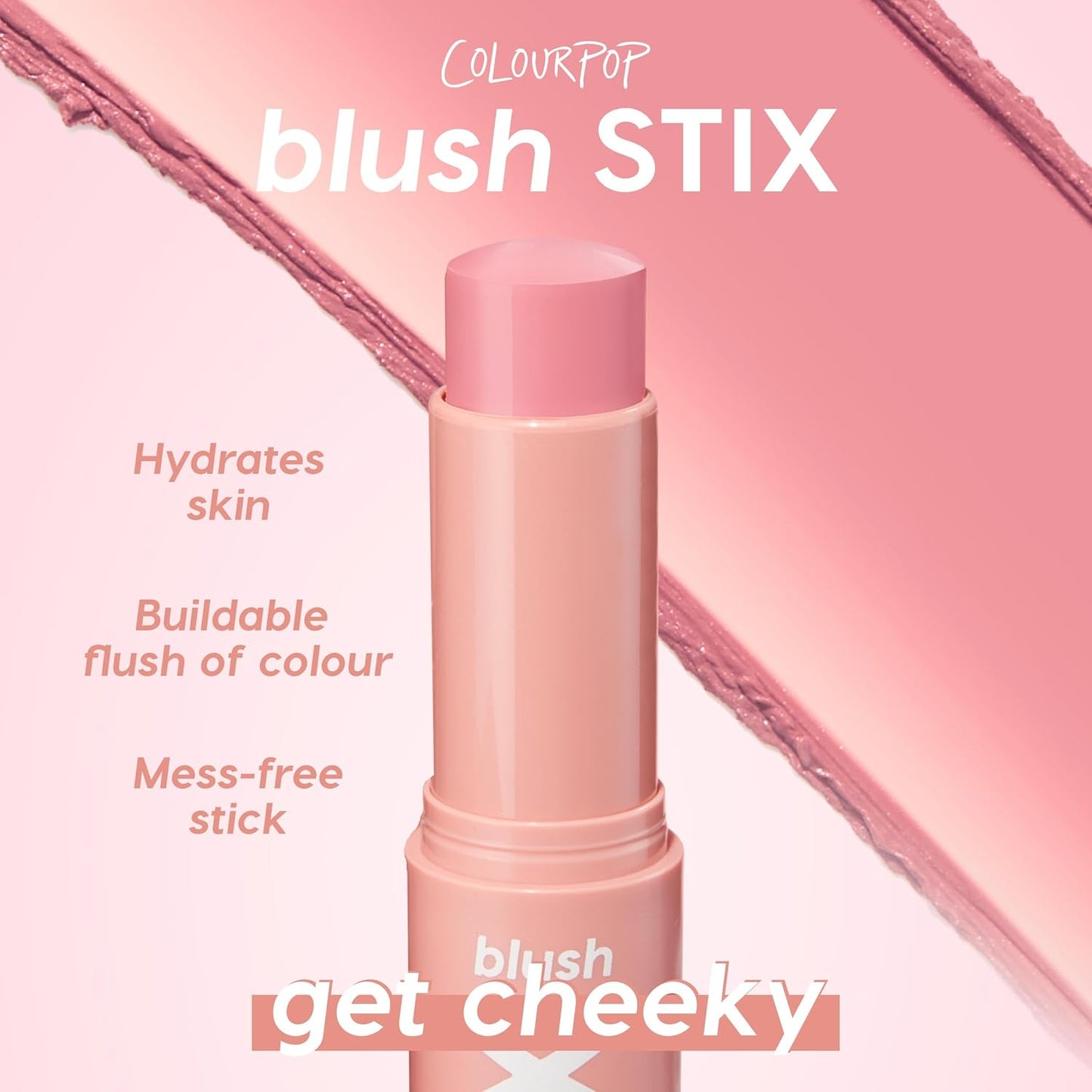 ColourPop Blush Stix - Cream Blush Stick with a Blendable, Hydrating Formula and Natural, Skin-Like Finish - Buildable Cream Blush for Cheeks, Eyes & Lips - Cool It (0.28 oz)