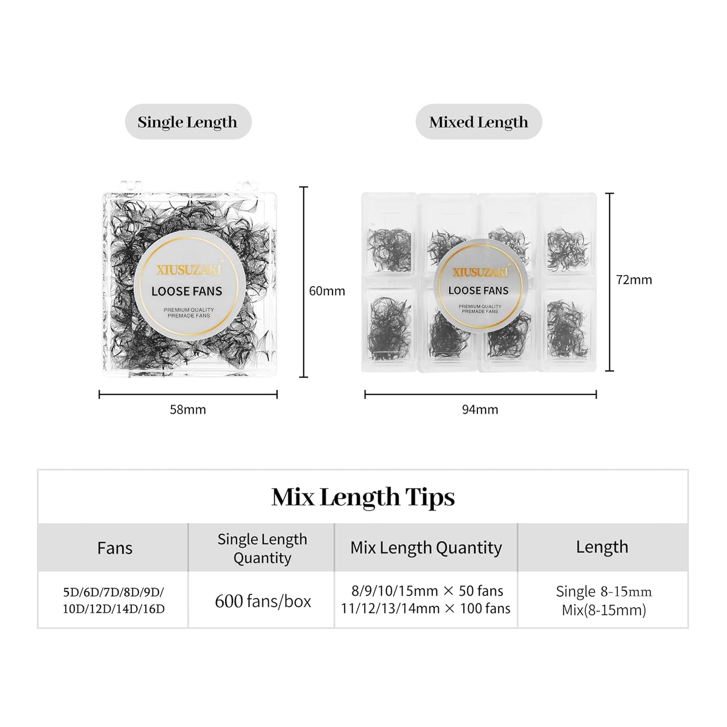 Premade Fans Eyelash Extensions 600 Fans 20D Volume Lash Extensions 0.07 Thickness Eyelash Extension D Curl Premade Lash Fans Mix 8-15mm Fluffy Soft Handmade Loose Fan(600Fans-20D-0.07-D,8-15mm)