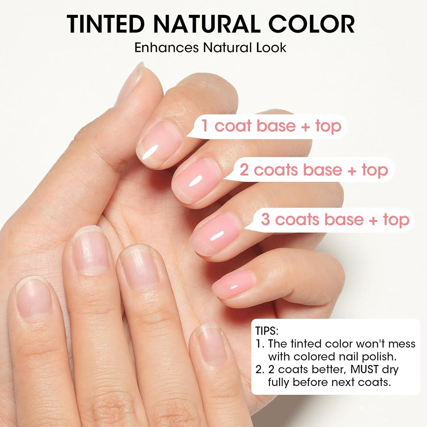 Gellen Tinted Pink Ridge Filler For Nails, Clear Nail Polish Ridge Filling Base Coat, Nail Strengthener and Growth, Hydrates Strengthenes Nourishes Damaged Dry Nails, Shea Butter & Vitamin E & Protein