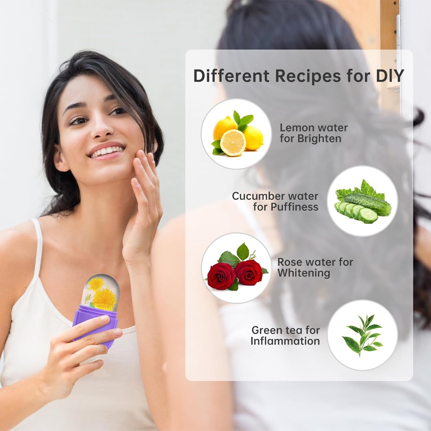 IMEASY Ice Roller for Face and Eye, Upgrated Skin Care Tools, Ice Facial Cube, Gua Sha Face Massage, Silicone Ice Mold for Face Beauty (Purple)