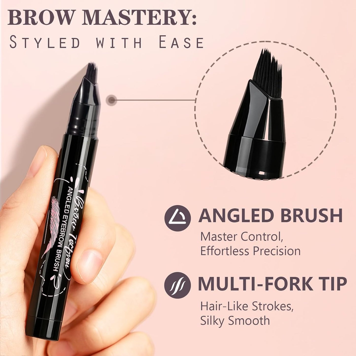 Eyebrow Pen, Waterproof Eyebrow Pencils for Women - Angled Brow Brush & Multi-Fork Tip Microblading Brow Pen, Precisely Creates Natural Hair-Like Brows, Easy to Use 02-Tawny Brown