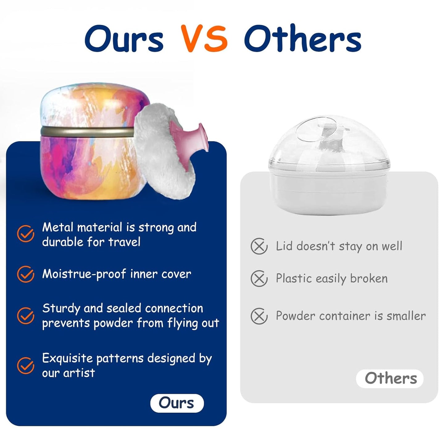 Body Powder Puff and Container for Dusting Powder, Women Powder Puff and Powder Case for Bath and Travel (Abstractionism)