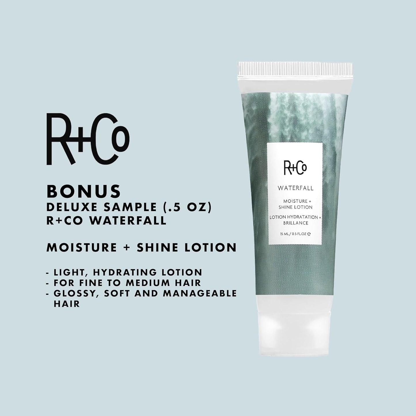 R+Co Waterfall Moisture and Shine Lotion (5 Oz) + Travel Size (.5 Oz) | Vegan + Cruelty-Free |