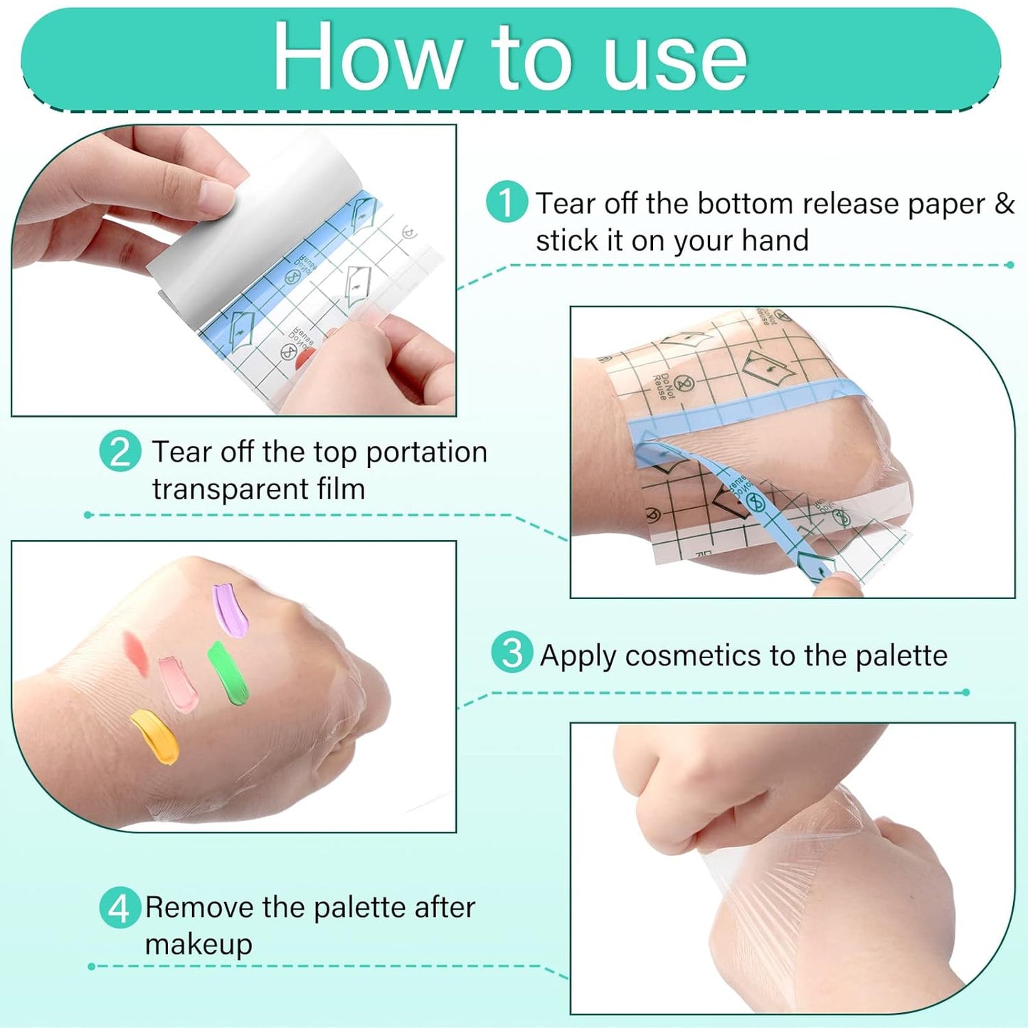 200 Pieces Makeup Hand Palette Single Use Makeup Mixing Palette Disposable Foundation Mixing Tray Adhesive Artist Cosmetic Makeup Palette Waterproof Makeup Tape for Women Girl (3.15 x 3.15 Inch)