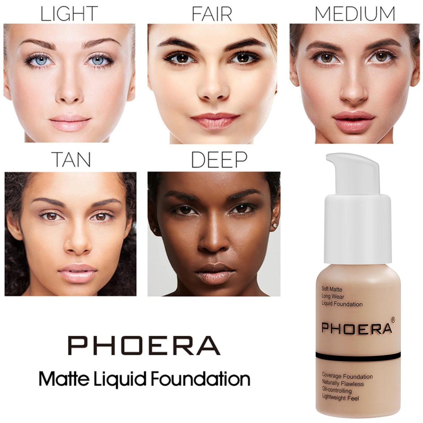 PHOERA Foundation Full Coverage,PHOERA Concealer Lightweight Full Coverage,PHOERA Makeup Long Lasting Wrinkles Matte Natural Finish for a Flawless Complexion (105 Sand+105#BISCUIT)