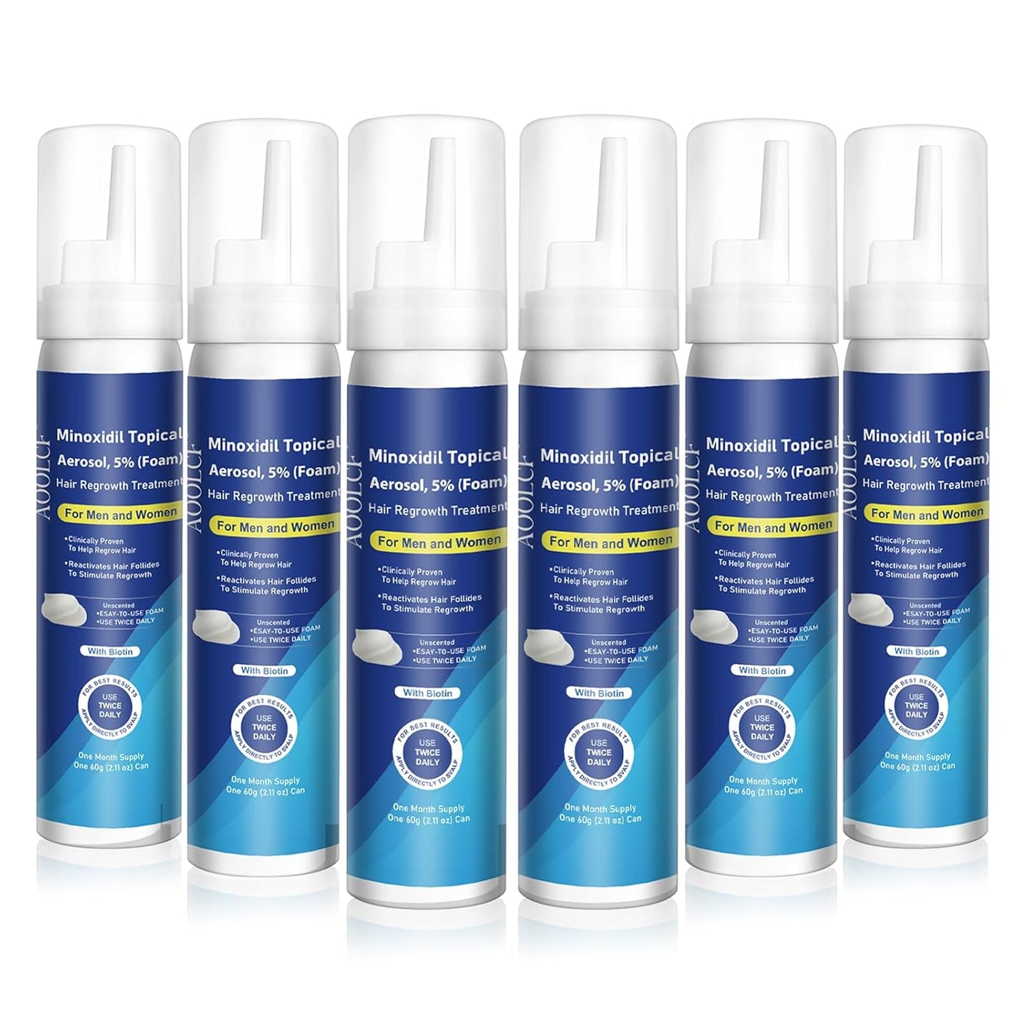 5% Topical Minoxidil Foam, Minoxidil for Men and Women, Infused with Biotin, Hair Growth Treatment, Supports Thicker and Fuller Hair & Beard (Minoxidil Foam, 12.66oz, 6 Month Supply)