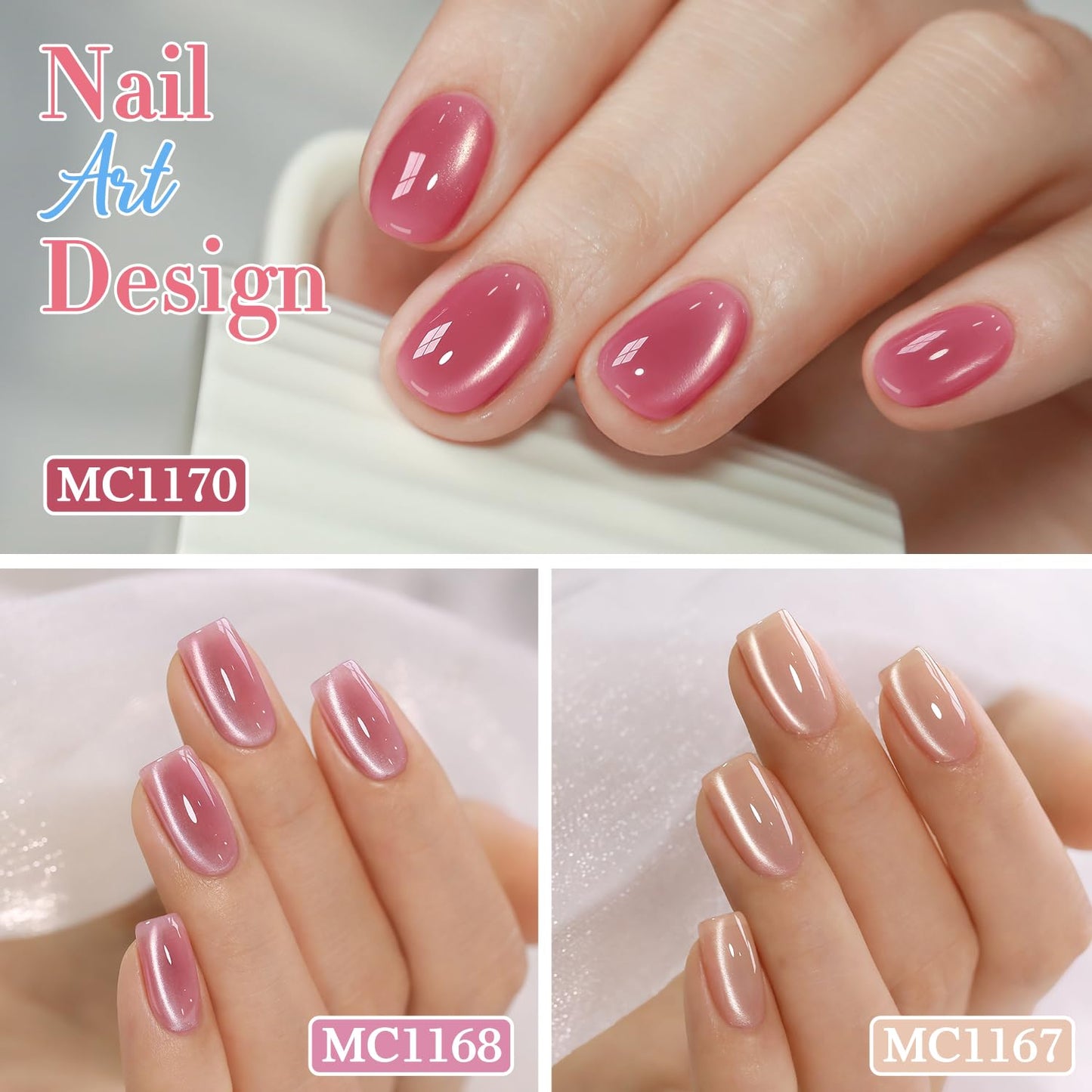 Double Rhythm 6 Colors Cat Eye Gel Polish Set Shimmer Glitter with Magnet Holographic Reflective Magnetic UV Nail Art Kit (6-Kit-49)