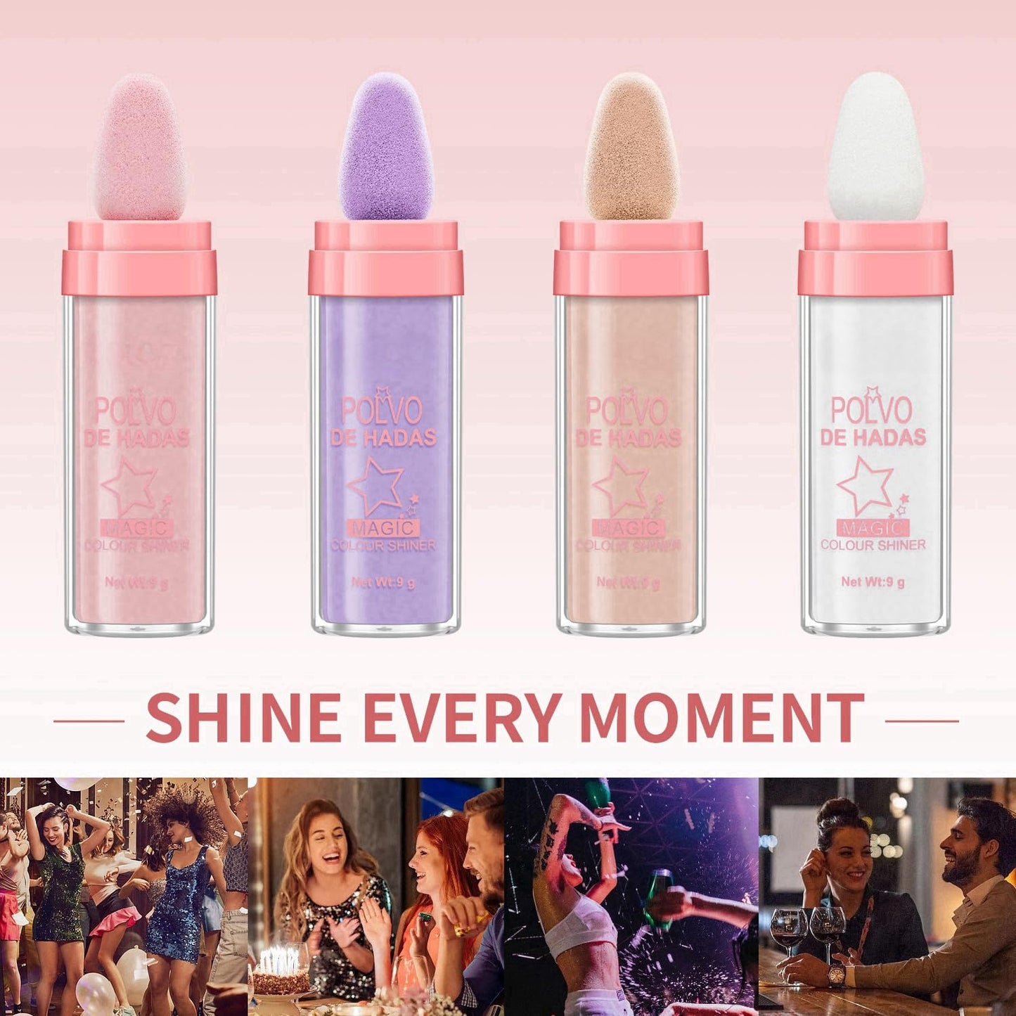 Polvo De Hadas Fairy Dust Highlight Patting Powder - Full Body Contouring and Clavicle Pearlescent Patting Powder for Face and Eye, Halloween Sparkling Body Glitter Powder (#04 Fantasy Purple)