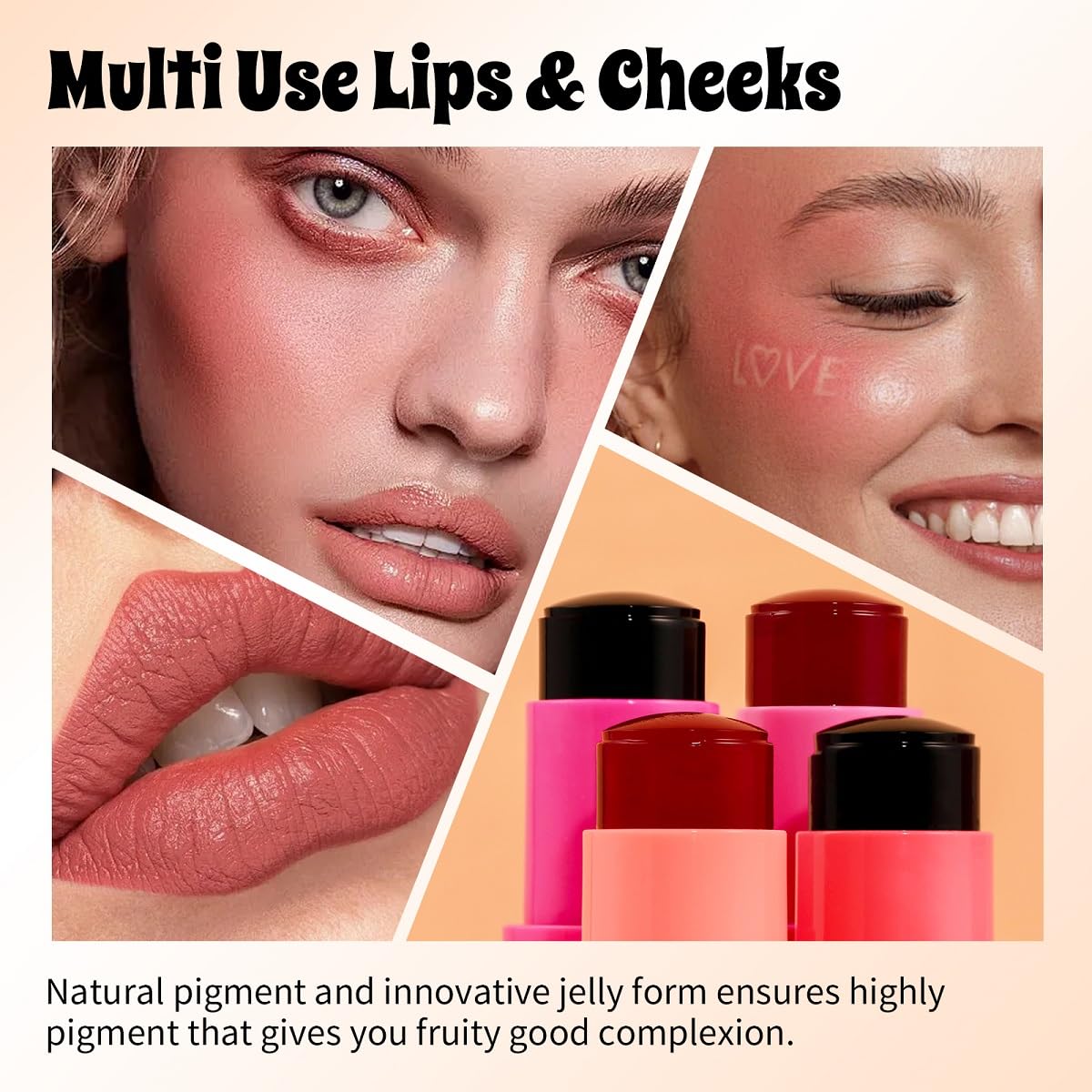 Milk Jelly Blush Stick, Lip and Cheek Makeup Cooling Water Jelly Tint,Vegan & Cruelty Free. (Rose pink)