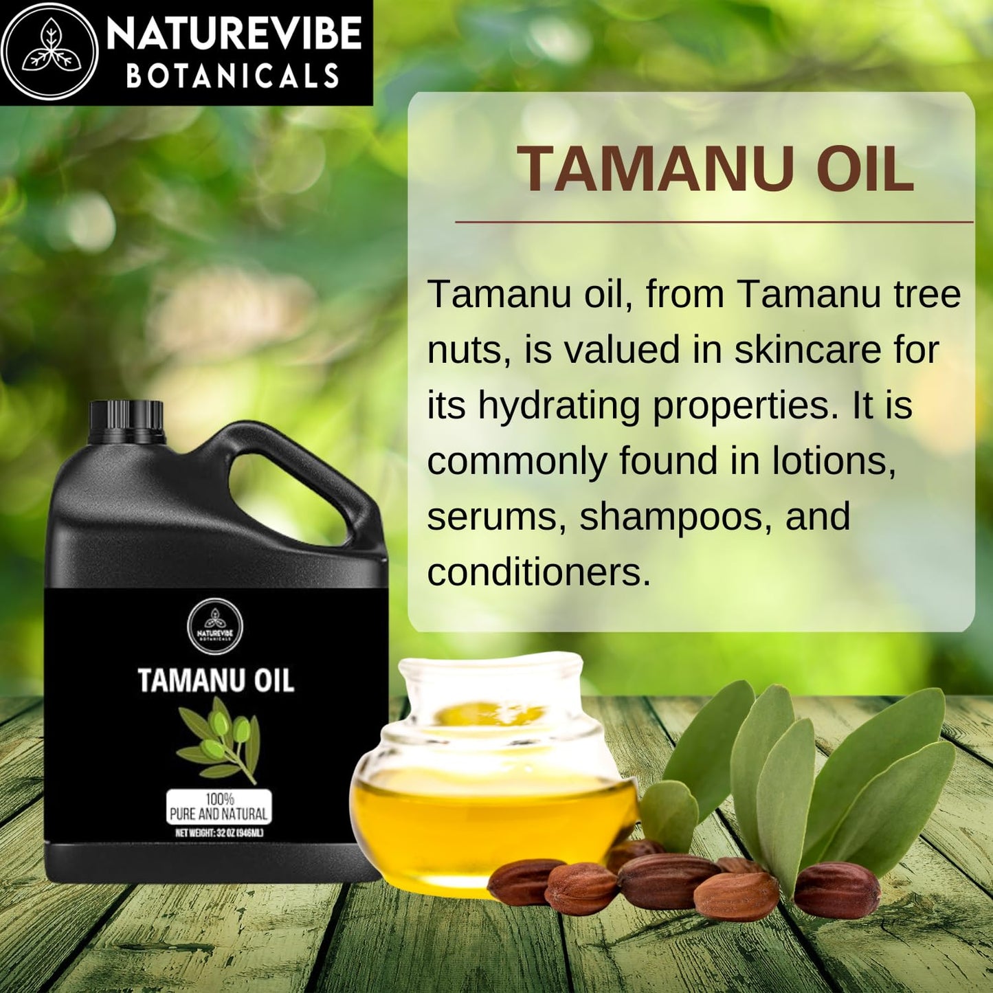 Naturevibe Botanicals Tamanu Oil 32 Ounces | 100% Pure and Natural | Great for Skin Care and Hair Care