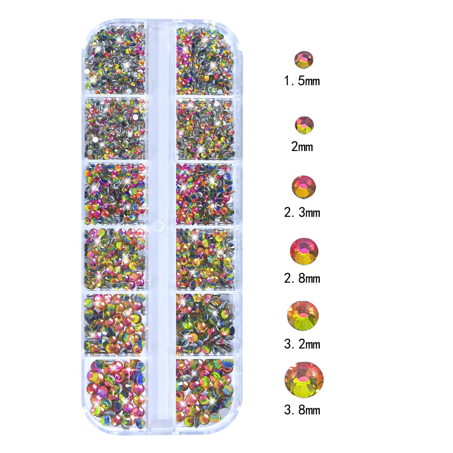 HNUIX Nail Rhinestones - 3D Multi Shape Size, Crystal Colorful Red Nail Gems, Flat Back, with Kit, for Nail Art, DIY Decorations