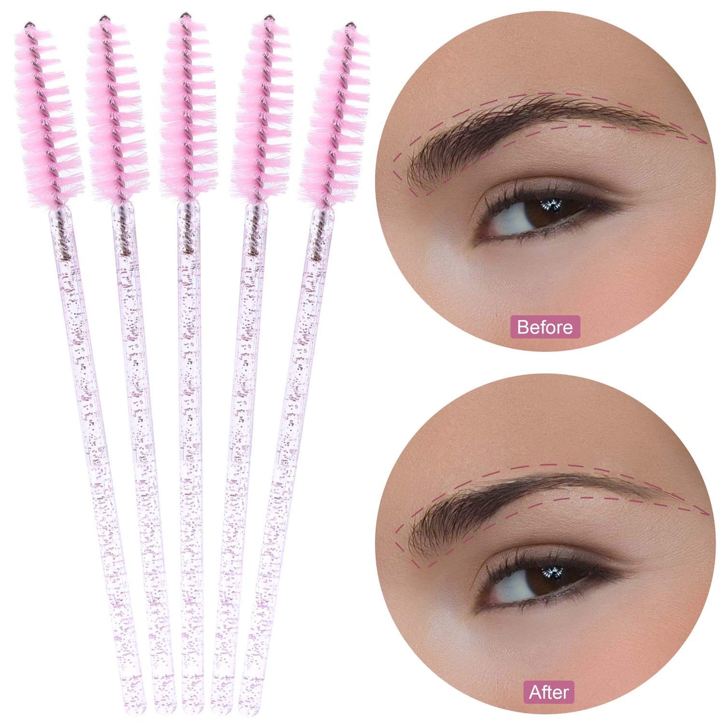 Tbestmax 1000 Disposable Mascara Wands Eyelash Brush Spoolies for Eyebrow Eye Lash Extension Pink