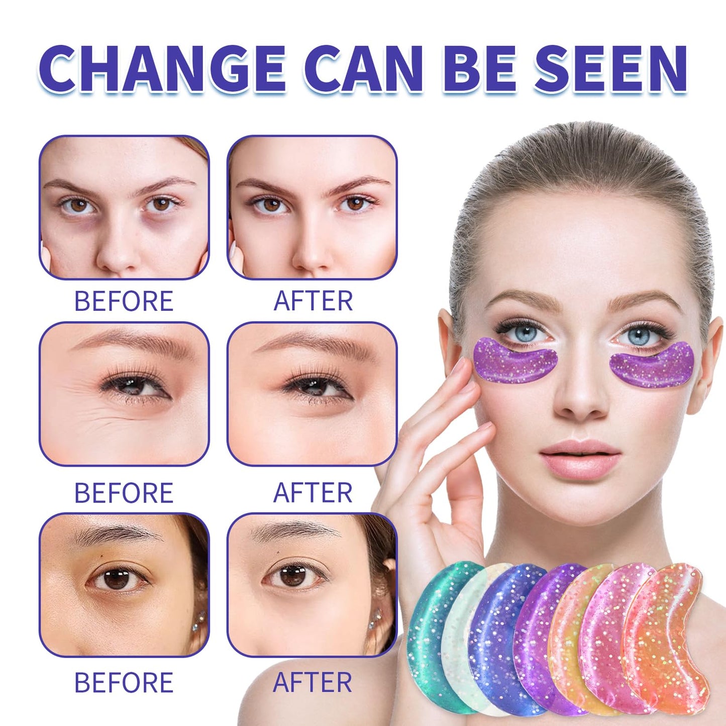 28 Pairs Under Eye Patches,Under Eye Gel Pads for Reduce Wrinkles/Dark Circles/Puffy Eyes/Eye Bags,Eye Treatment Skin Care Products,Natural Collagen Eye Mask for Everyon