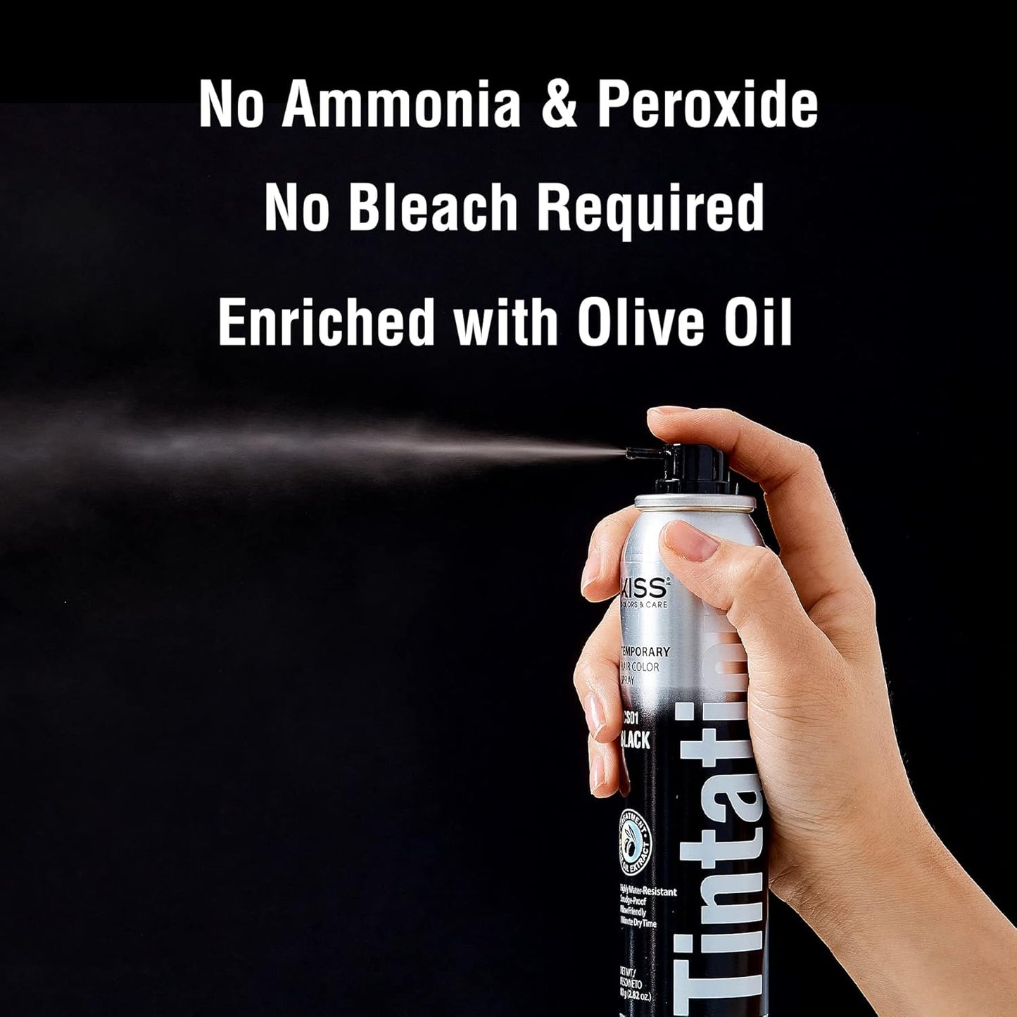 Kiss Gray Hair Concealer - Temporary Tintation Color Spray for Root Touch Up and Hair Dye 2.82 oz. 2 PACK (Black)