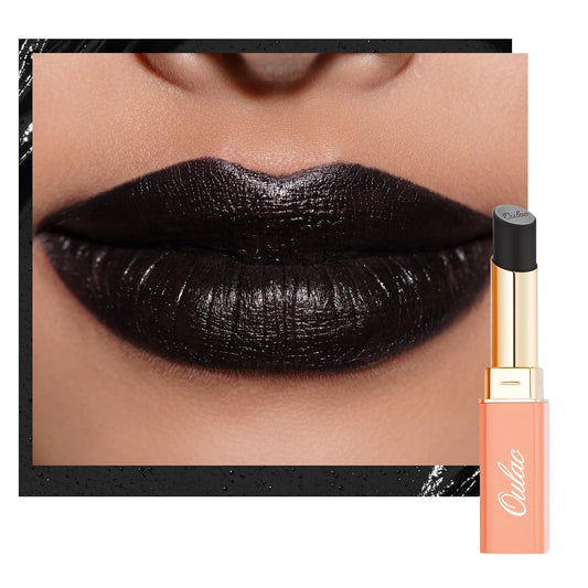 Oulac Black Lipstick for Women, Halloween Matte Lipsticks, Full Coverage Lip Color, Satin Matte Finish, Cream Texture, Hydrating, Infused with Hyaluronic Acid, Vegan & Clean Beauty 4g SG16