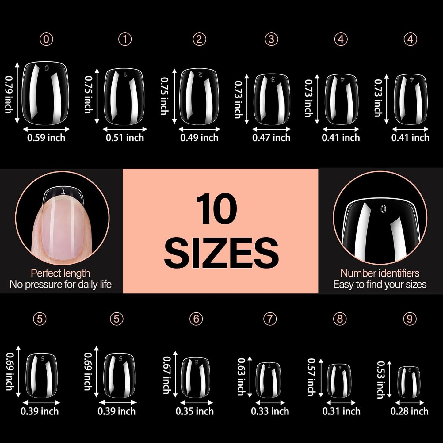 AILLSA Extra Short Square Nail Tips Clear Full Cover Gelly Press on Nails Gel False Nail Tips Preshaped Acrylic Fake Soft Nail Tips for DIY Home Salon Gift, 504PCS 10 Sizes