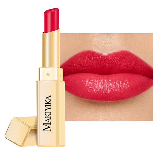 MAKI YIKA Moisture Red Lipstick for Women Hydrate Tinted Lip Balm for Dry Cracked Lips Weightless Glossy Lip Color Juicy Finish, MA066 Raspberry
