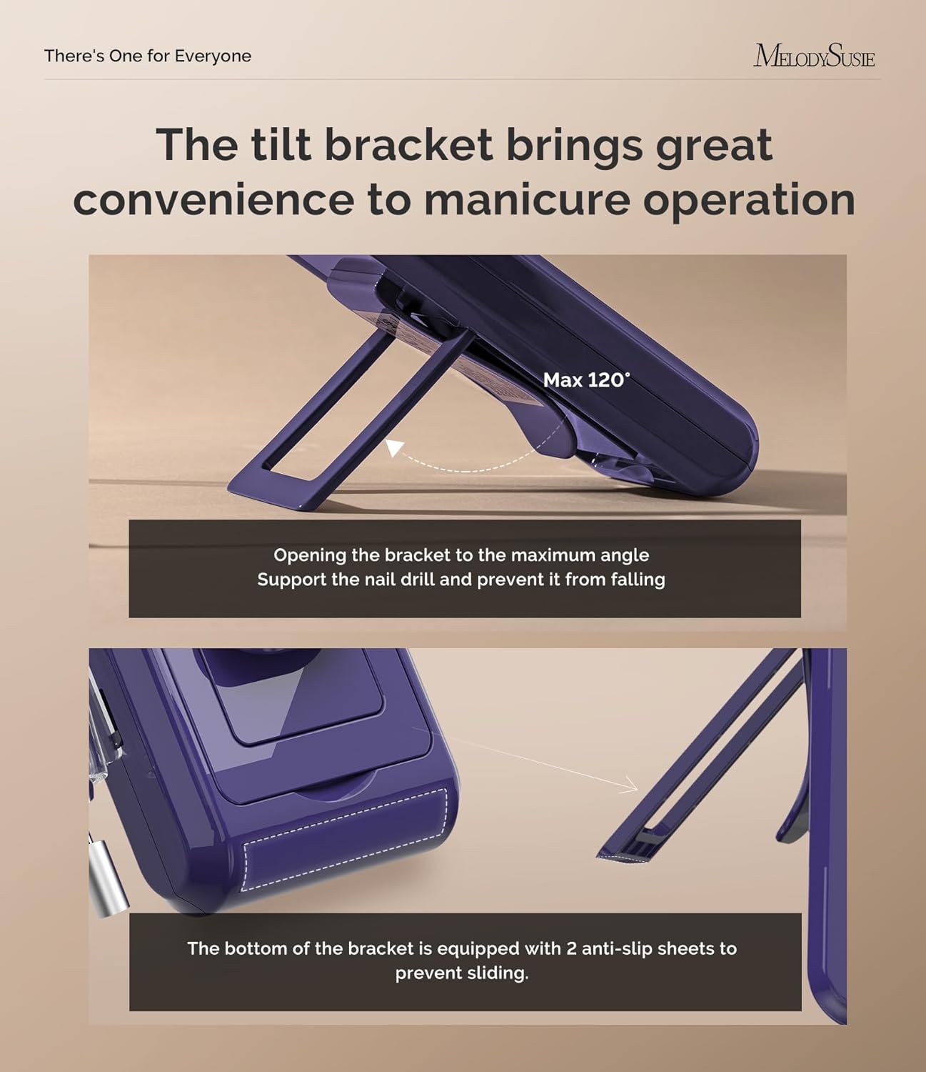 MelodySusie Professional 2 in 1 Nail Drill Kit 40,000 RPM, MB420G Brushless Portable Cordless Rechargeable Electric Nail File, Efile Nail Drill Machine for Acrylic Gel Nails Polishing Removing, Purple