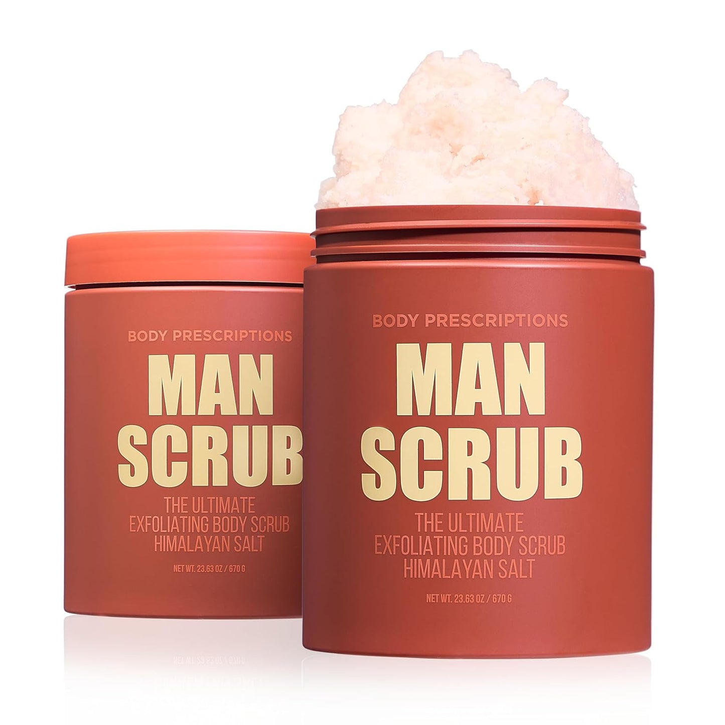 Body Prescriptions Men’s Exfoliating Body Scrub – Ultimate Skin Cleansing Wash in Jar with Twist-Top Lid, For All Skin Types, 21 Ounce (Pack of 2), Himalayan Salt
