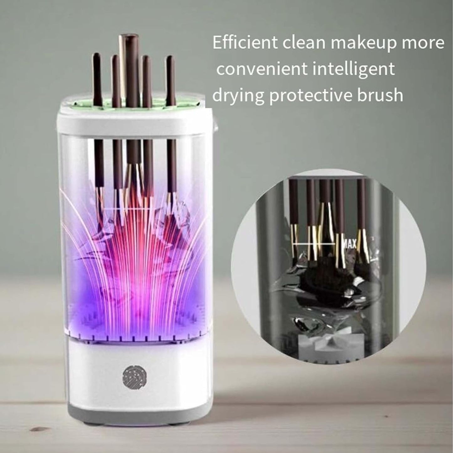 Wavearnn Electric Makeup Brush Cleaner,2025 upgrade 2-in-1 Electric Makeup Brush Automatic Cleaner,Efficient Deep Cleaning All Types Of Brushes,For All Types Of Brushes Set (Plug-in type,White)
