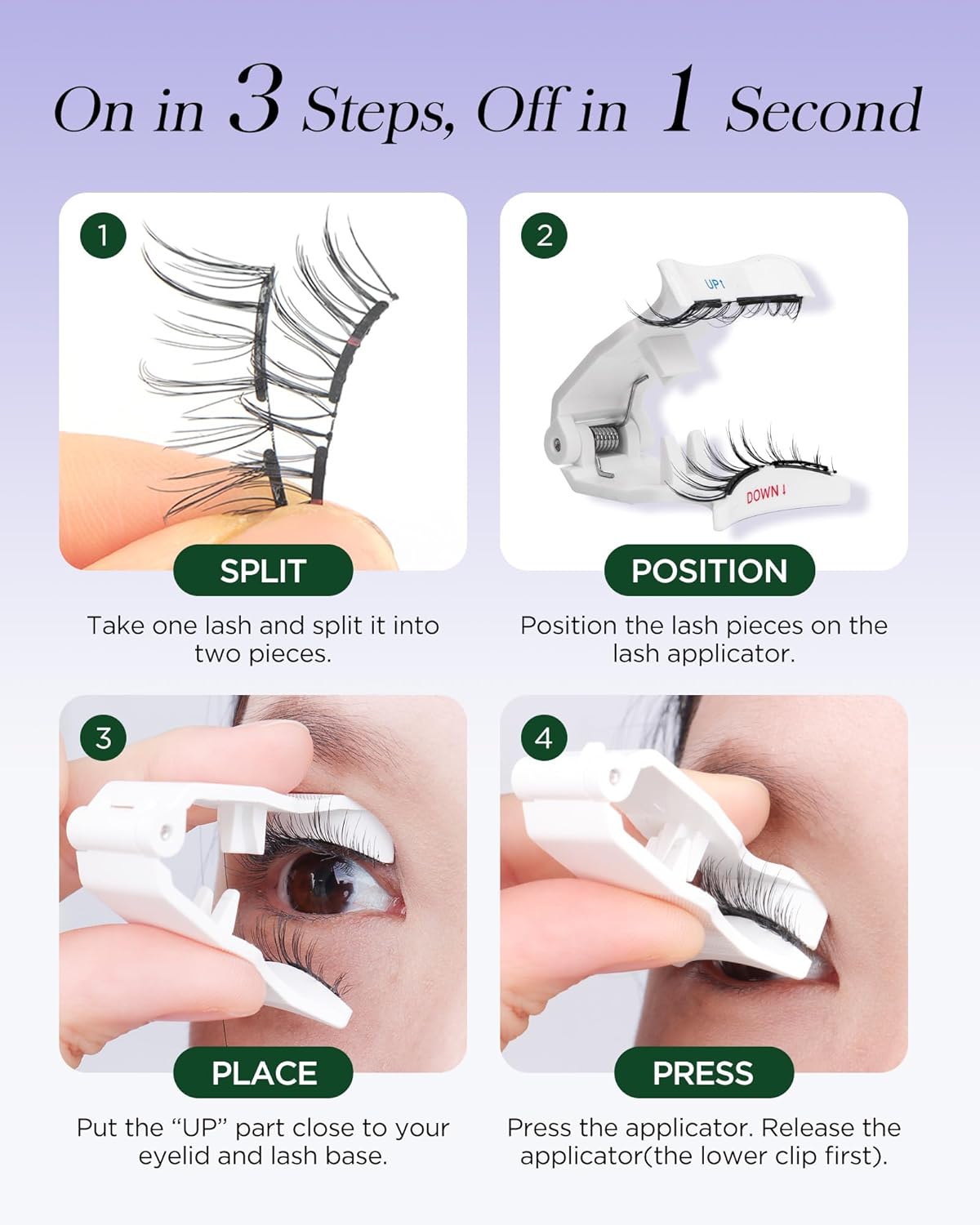 BEYELIAN Magnetic Eyelashes with Applicator Kit, Reusable Natural Look False Lashes, No Glue Needed Soft Magnetic Lashes for Eye MAGIC-100 (Lightweight & Comfortable)