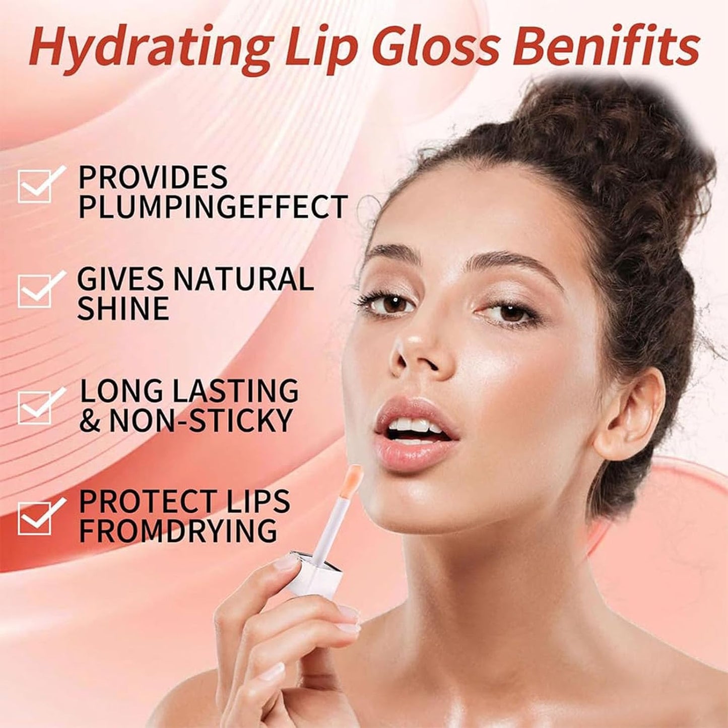 Hydrating Lip Glow Oil, Lip Oil Gloss Transparent Toot Tinted Nourishing Long Lasting Repairing Lightening Lip Lines (ROSEWOOD) 0.2 OZ