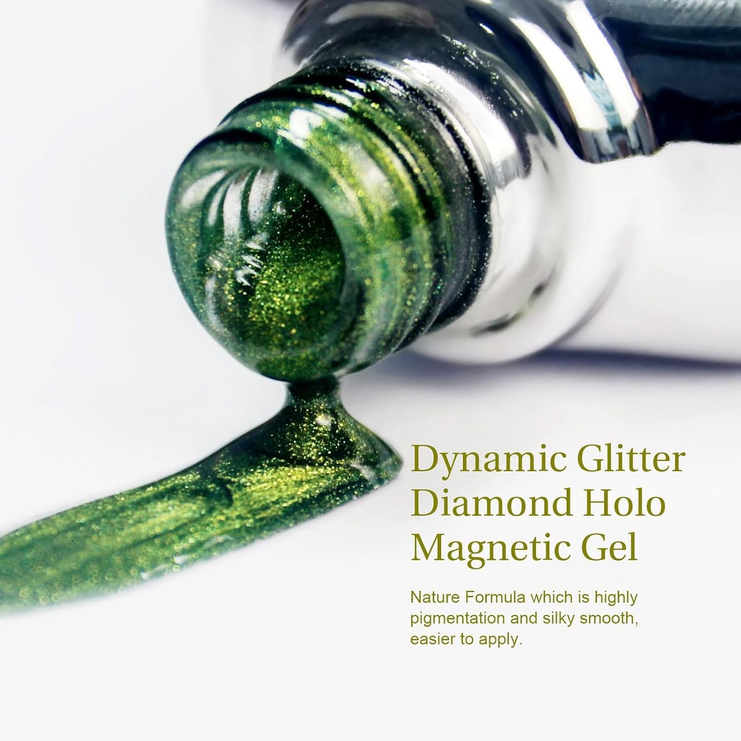 2PCS 15ml Cat Eye Gel Nail Polish, Glitter Holographic Nail Polish with Magnet Soak Off for DIY Manicure 18, Reflective Translucent UV Gel for Nail Art