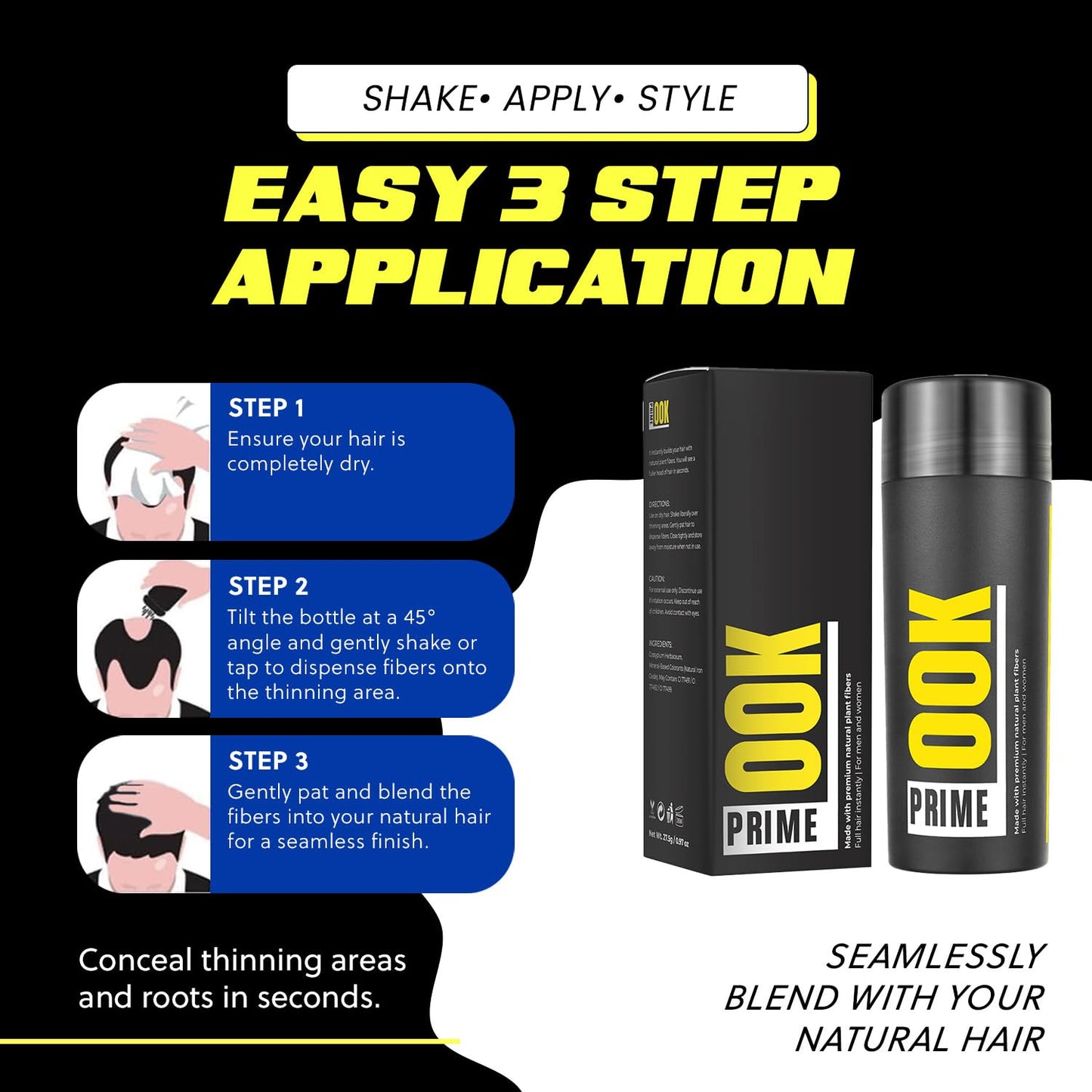 PrimeLook Hair Building Fibers, Luxurious Building Fibers for Thinning Hair, Superior Formula for Men & Women, Instant Volume, Matches Colors (27.5g, Light Blonde)