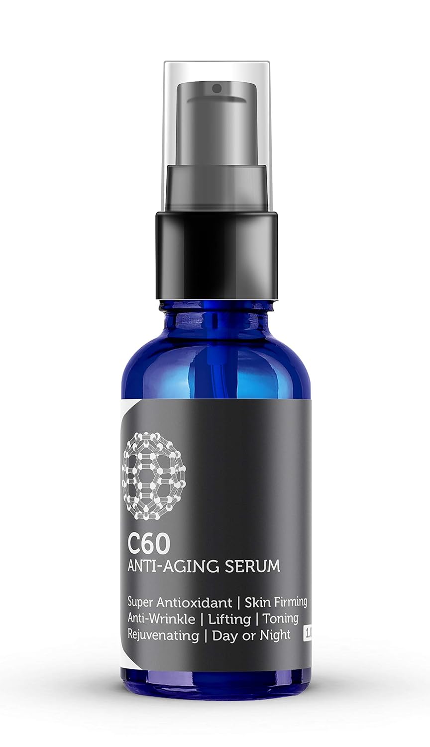 C60 Anti-Aging Face Serum 60ml with Hyaluronic Acid, Plant Stem Cells, Peptides, Vitamins B + C & Anti Aging Wrinkle Complexes for Men & Women Made with Organic Ingredients