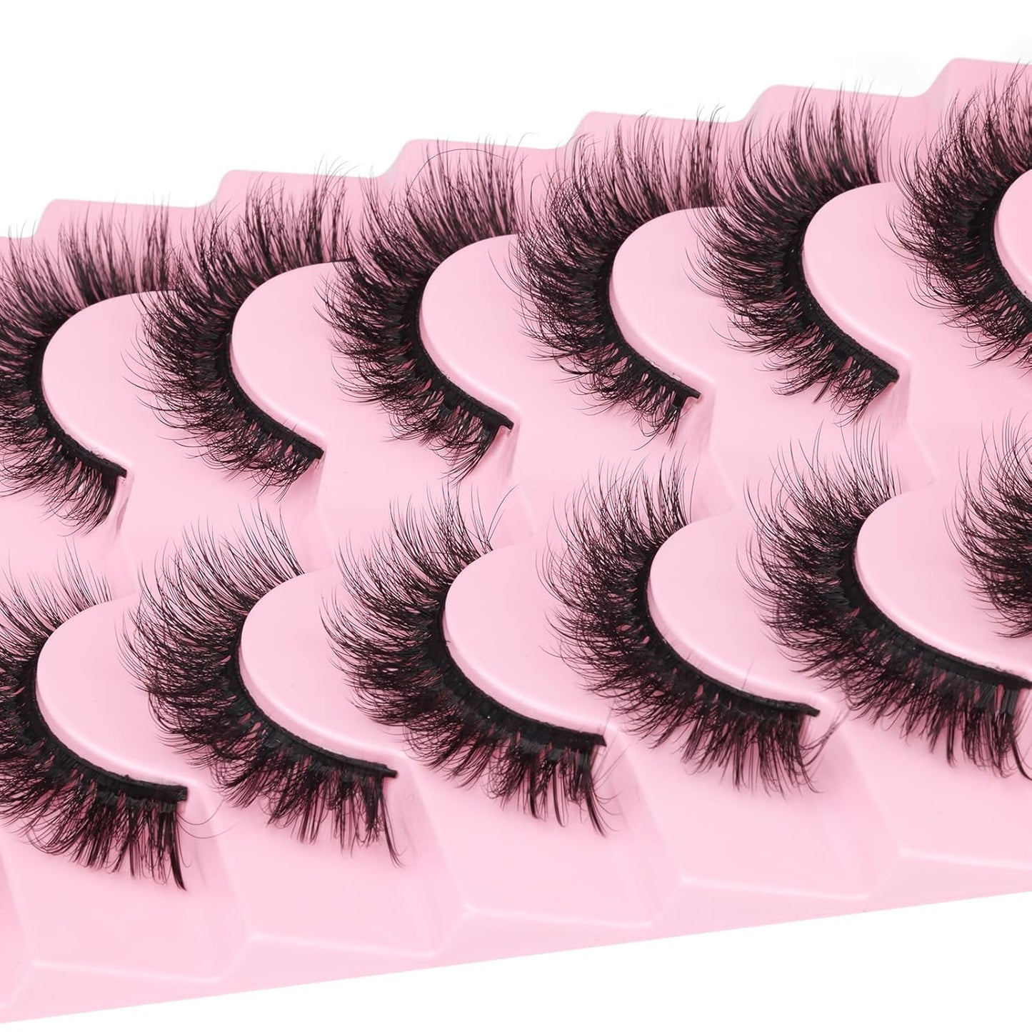 Kiromiro Lashes False Eyelashes Cat Eye Faux Mink Lashes Wispy Strip Lash 6D Volume Fake Lash Natural Look Eyelashes Pack 7 Pairs