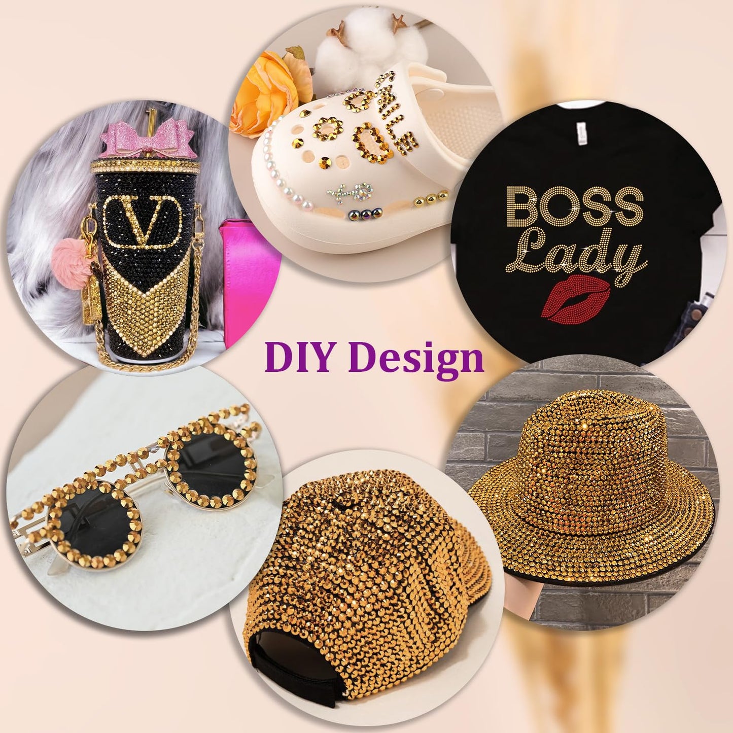 30000Pcs Mine Gold Rhinestones for Bedazzling with B7000 Jewelry Glue, Bedazzler Kit Flatback Gems, Resin Rhinestones for Crafting Crafts Clothing Shoes Fabric Nail Art Assorted Size 2/3/4/5/6mm