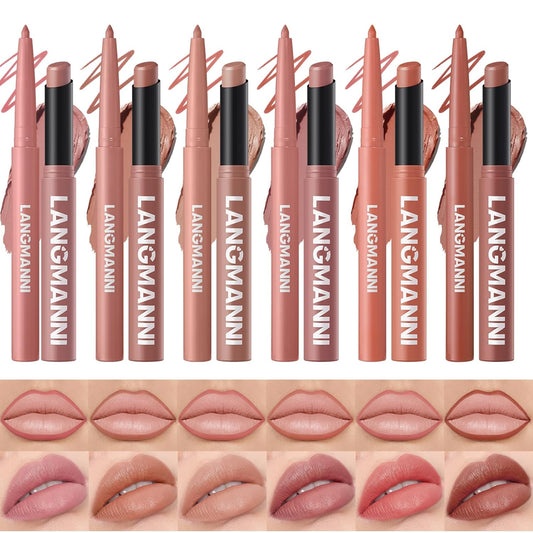 12Pcs Matte Lipstick + Lip Liner Pens Lip Combo Sets, Creamy Matte Lip Makeup Kit Long-Lasting Waterproof, Smudge-Proof Highly Pigmented Formula, Neutral & Nude Shades Makeup Set (Everyday Nudes Set)