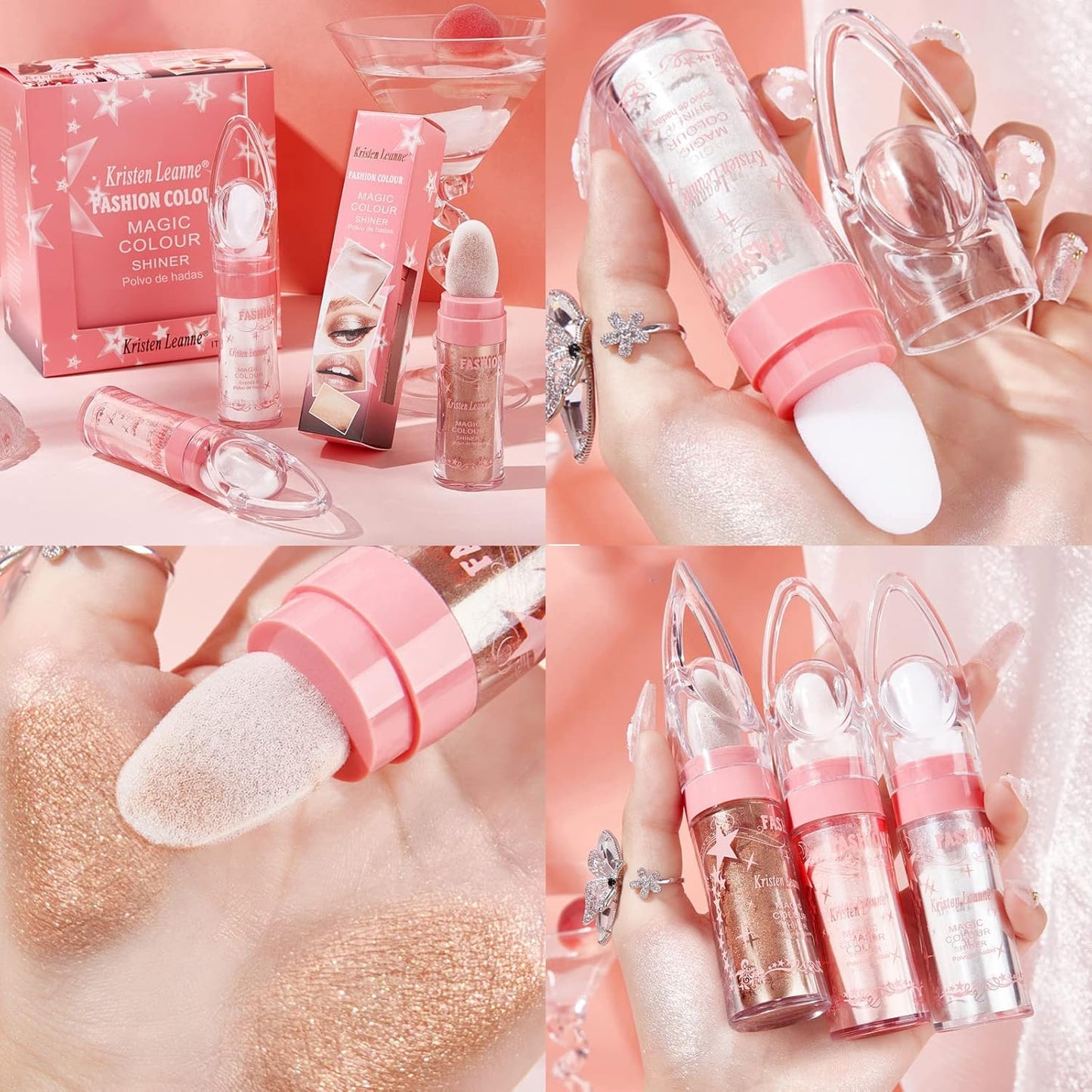 Polvo De Hadas Fairy Highlight Patting Powder Body Brightens the Natural Three-dimensional Patting Powder Blusher (03# Golden Brown)