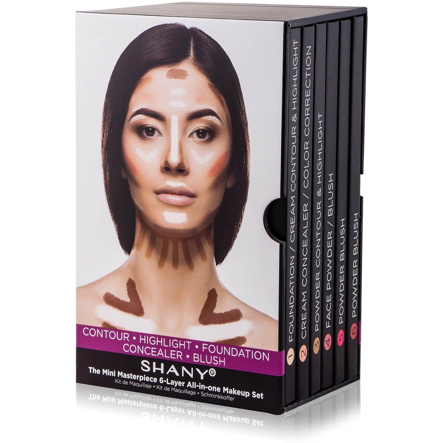 SHANY The Mini Masterpiece 6 Layers Makeup Foundation, Concealer, Camouflage, Contour, Blush and Face Cosmetics Sets - 6 Make up Kits Palettes