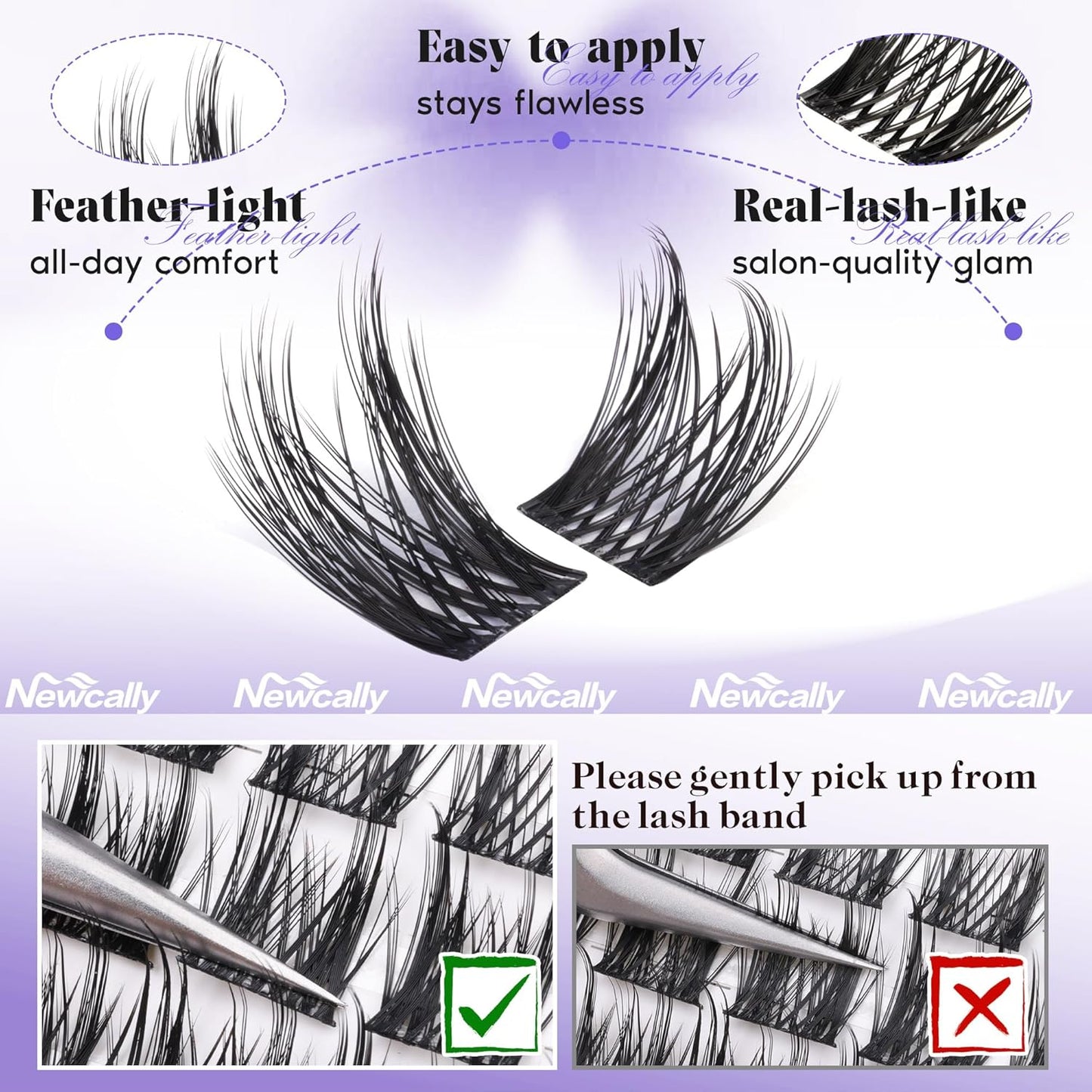 Wispy Cluster Eyelash Extensions Natural Lash Clusters Manga Individual Lashes C-curly Eyelash Clusters 10-16MM Lash Extensions by Newcally