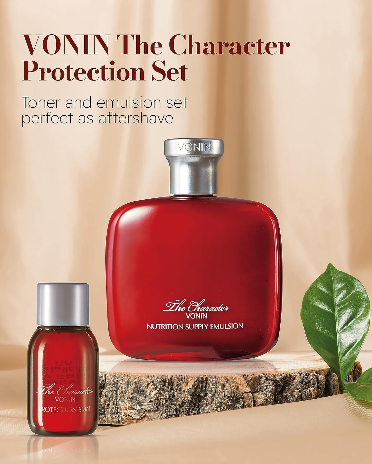 The Character Set (11.5fl oz) - Daily Skincare Kit for Men's Skin Protection & Rejuvenation by LG Beauty. Toner, Emulsion with Woody Musk Scent.