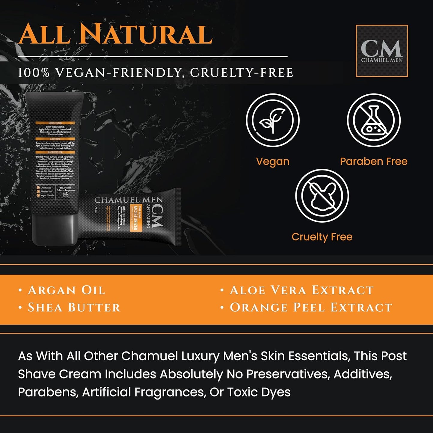 Anti Aging Daily Aftershave for Men - All Natural Mens Face Cream and Moisturizer with Argan, Shea & Aloe Facial Fuel for Sensitive, Dry, Oily or Combo Skin, 2.6 oz