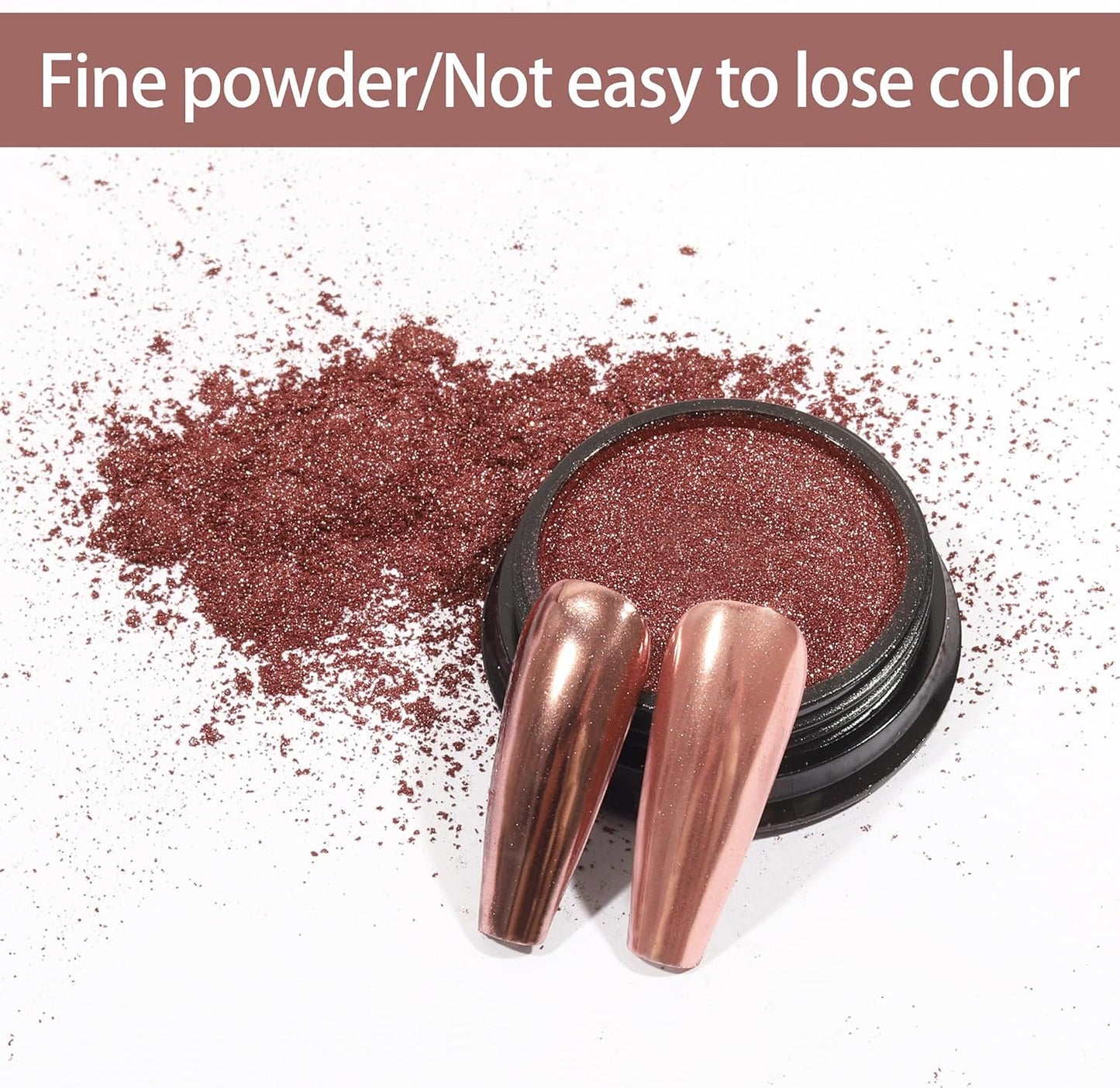 Artdone Chrome Nail Powder, Rose Gold Iridescent Aurora Powder Metallic Mirror Effect Pigment Pearlescent Mermaid Pigment Pearl Glitter Dust Kit, Nail Art Decoration, Resin Craft