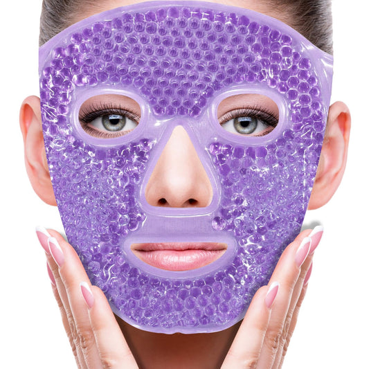 ZNÖCUETÖD Face Eye Mask Ice Pack for Reducing Puffiness, Bags Under Eyes, Puffy Dark Circles, Migraine,Hot/Cold Pack with Soft Plush Backing (Purple #22)