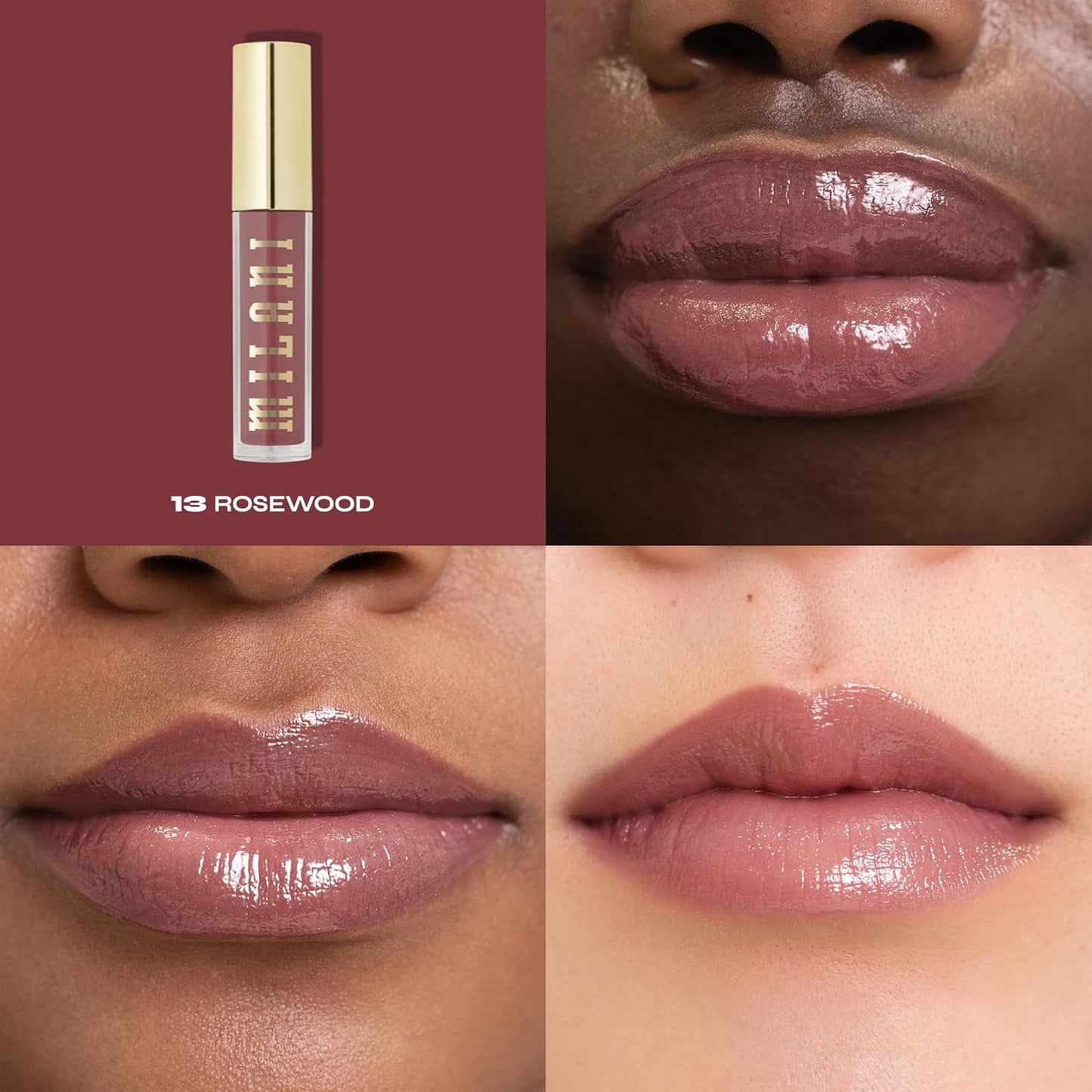 Milani Lip Gloss, Keep It Full Nourishing Lip Plumper with Hyaluronic Acid & Peptides for Soft, Fuller-Looking Lips (0.13 Fl. Oz.) Rosewood