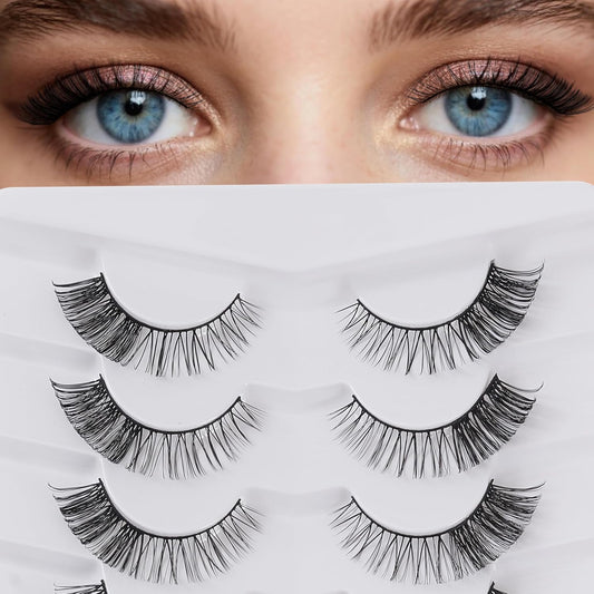 viiviiRose'e Partial Dense Eyelashes, Black Superfine Cotton Band, Soft Full C/D Curl Lahes, 7 Pairs,White (S75)